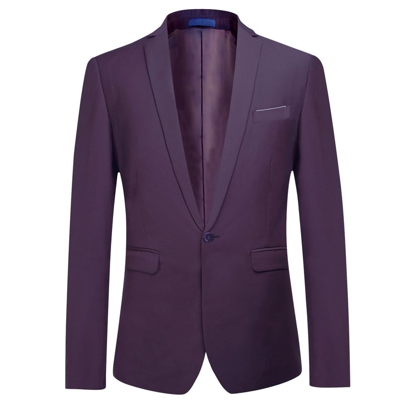 YFFUSHI Men's 3 Piece Suit Sets Slim Fit One Button Blazer with Vest & Pants, Professional Business Wedding Suits Purple - Image 3